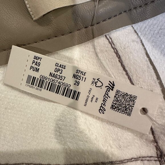 MADEWELL WOMENS PERFECT STRAIGHT HIGH RISE FAUX TAN LEATHER PANTS NEW SIZE 29 - Picture 7 of 13